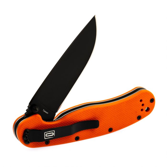 Полуавтоматический складной нож Ontario RAT-1A, Assisted. Black Blade, Orange G-10 Handle