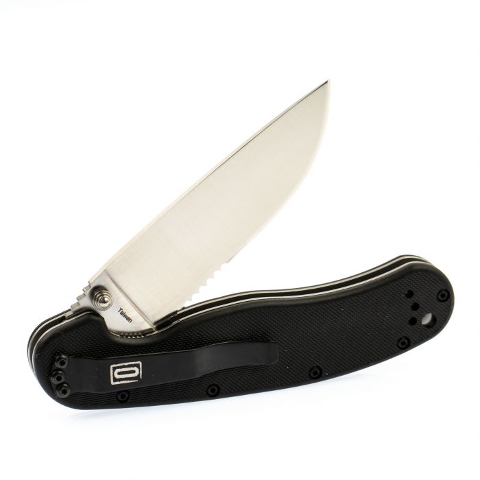 Нож складной полусеррейторный Ontario  RAT-1, сталь Aus-8. Клинок - Satin, Рукоять - Black GRN
