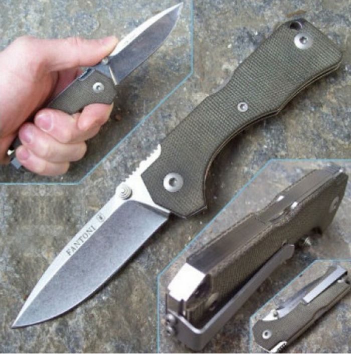 Нож складной Hide Folder, Green Micarta Scales, Crucible CPM® S30V™, Tommaso Rumici Design 7.5 см.