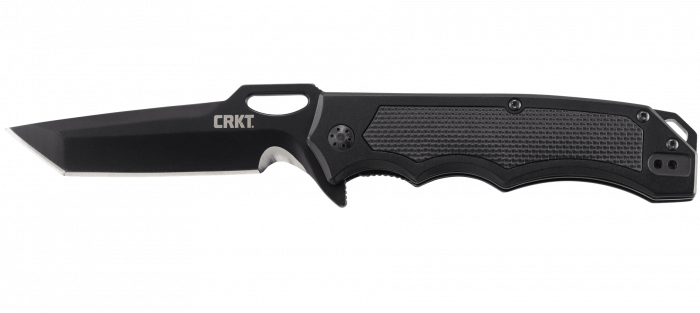 Складной нож CRKT 7050 Septimo, сталь 8Cr13MoV Black Oxide Finish Combo Edge, рукоять алюминий/резиновые вставки
