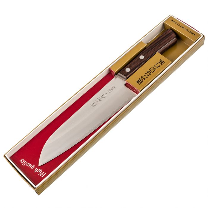 Нож Сантоку Kanetsugu Special Offer 170 мм, розовое дерево, сталь Сталь Aus 8 / Laminated Sus 410 Stainless Steel, Tojiro