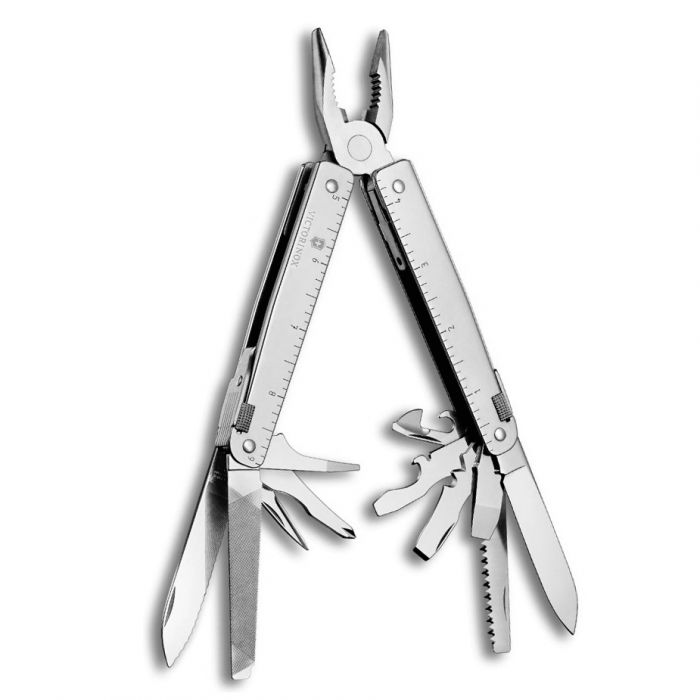 Нож мультитул Victorinox SwissTool, сталь X50CrMoV15, рукоять нержавеющая сталь, серый