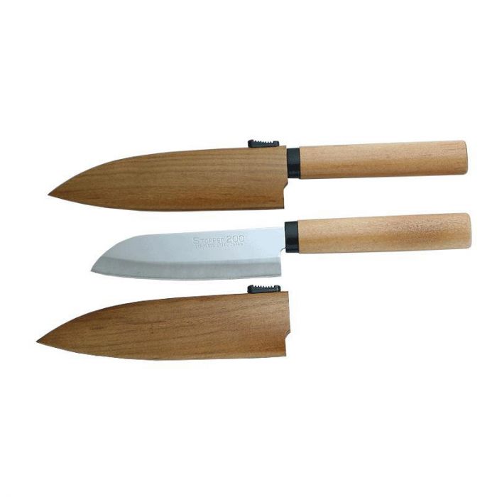 Нож кухонный Сантоку Kanetsune, сталь 420J2 Stainless Steel, рукоять дерево вишня